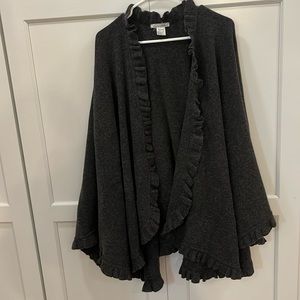 Bloomingdales Charcoal Gray 100% Wool Wrap OS